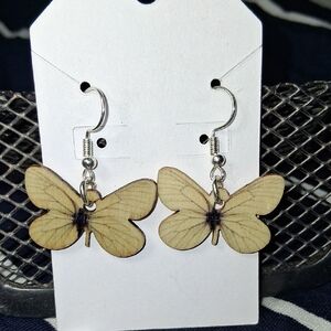 Handcrafted Wooden Butterfly Dangle Earrings
